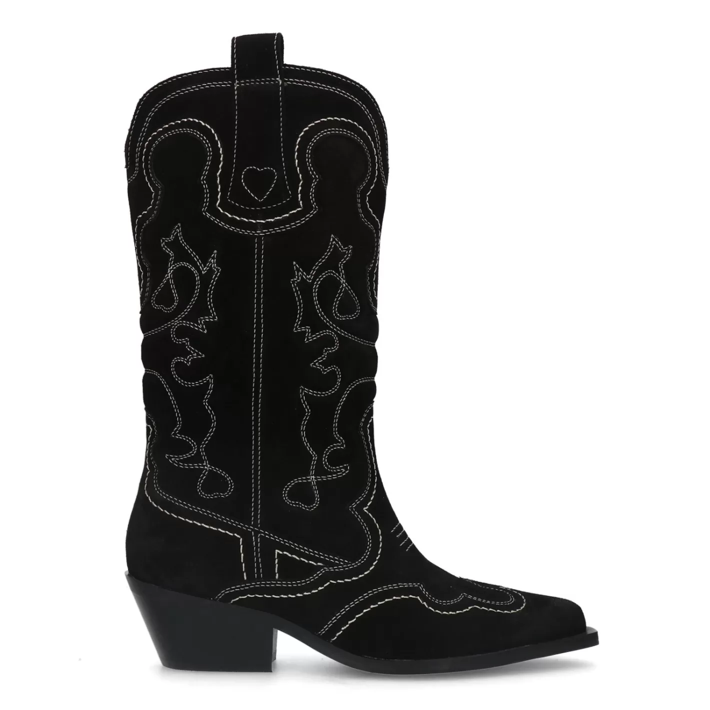 Santiags En Daim Avec Surpiqures Decoratives - Noir<Sacha Online