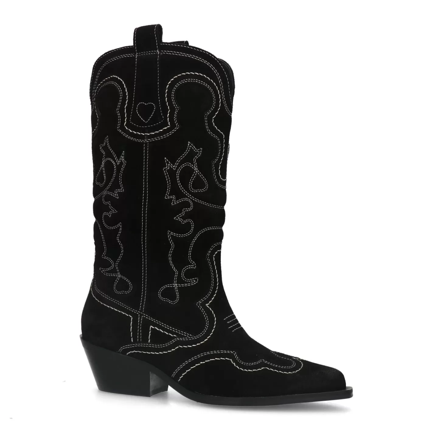 Santiags En Daim Avec Surpiqures Decoratives - Noir<Sacha Online