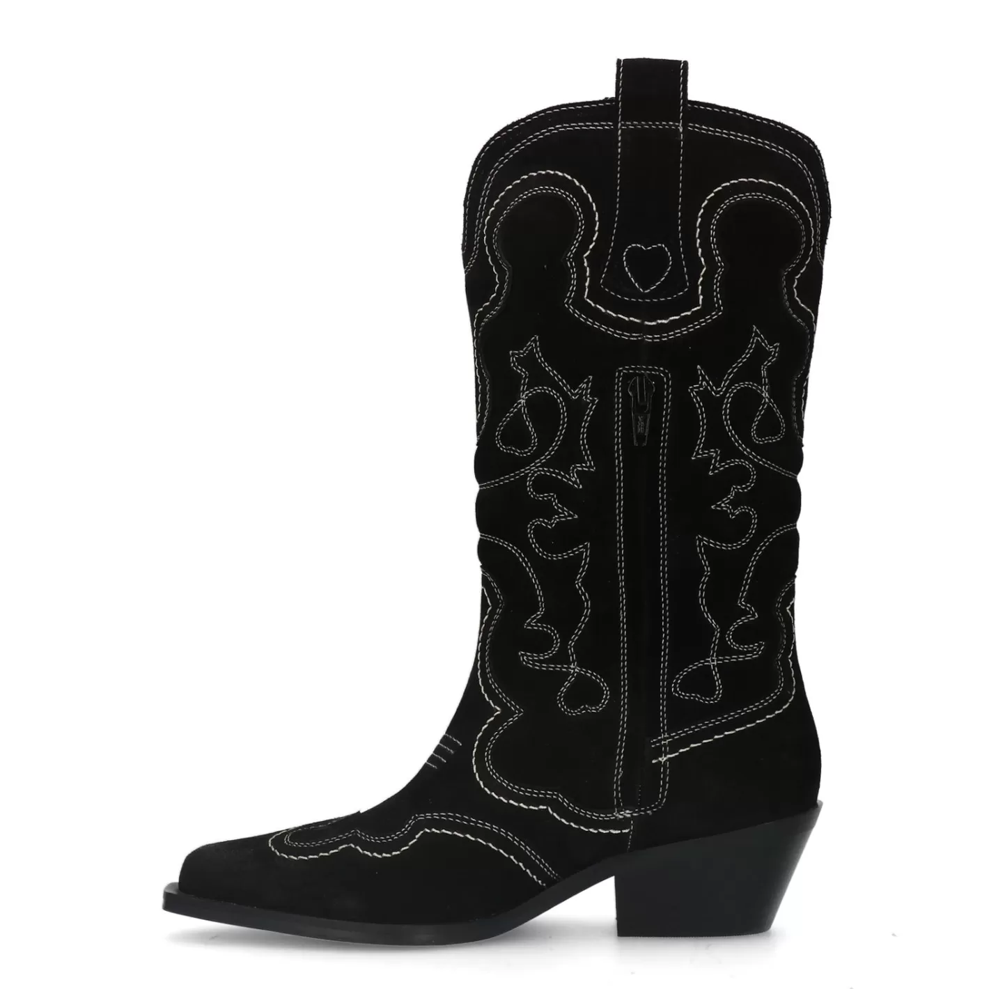 Santiags En Daim Avec Surpiqures Decoratives - Noir<Sacha Online
