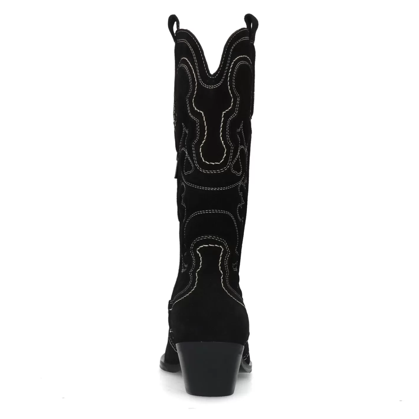 Santiags En Daim Avec Surpiqures Decoratives - Noir<Sacha Online