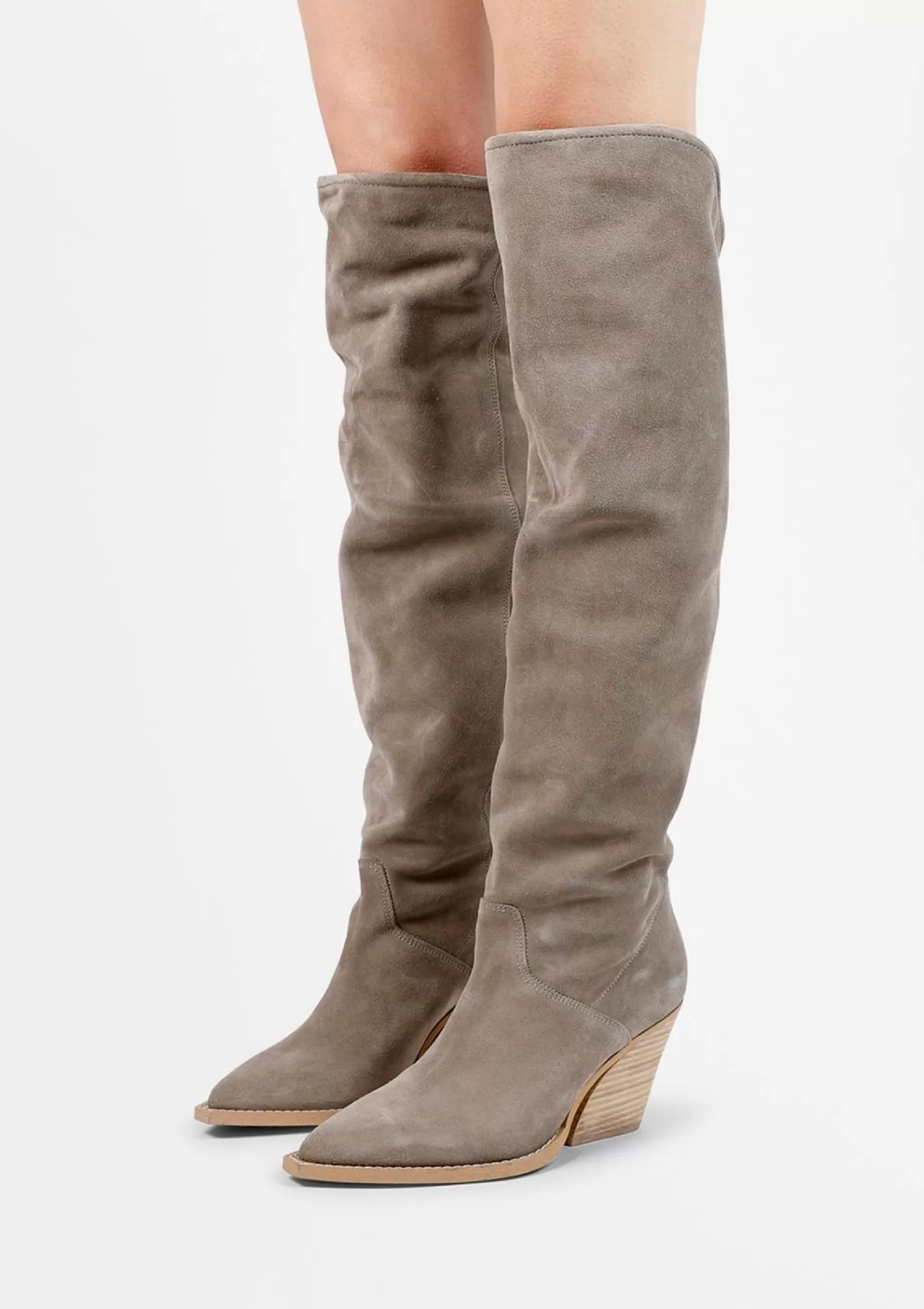 Santiags Hautes En Daim - Taupe<Sacha Flash Sale